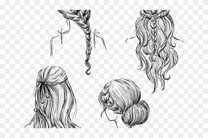 Drawn Braid Hand Drawn - Braided Hairstyles How To Draw Different Hairstyles Clipart