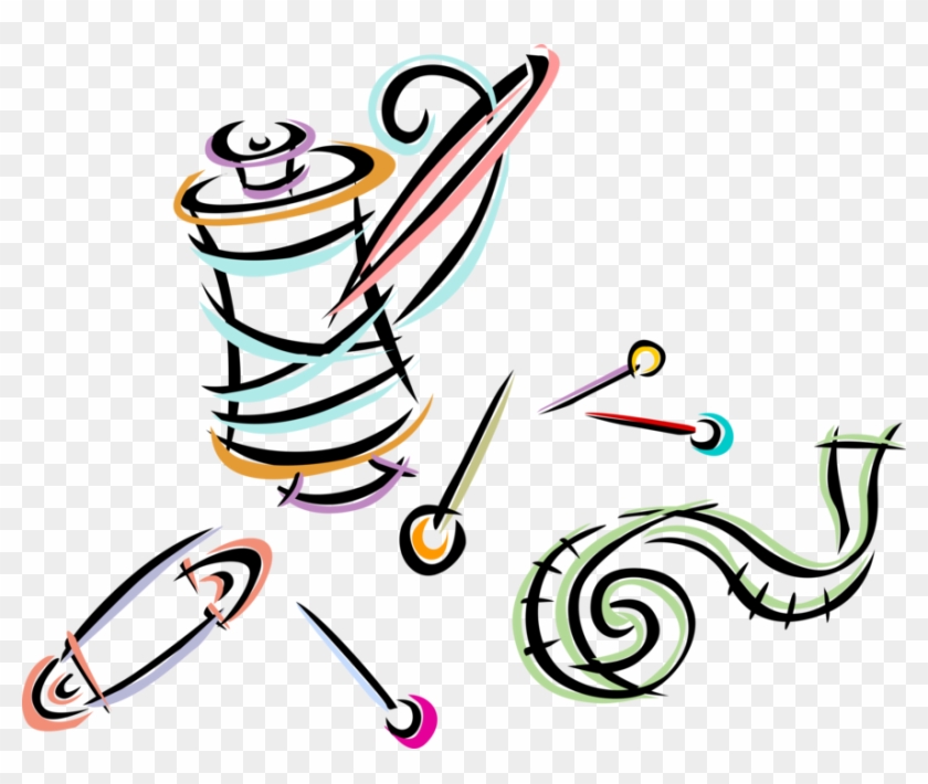 Vector Illustration Of Sewing Needle Thread And Spool - Needle And Thread Transparent Background Clipart