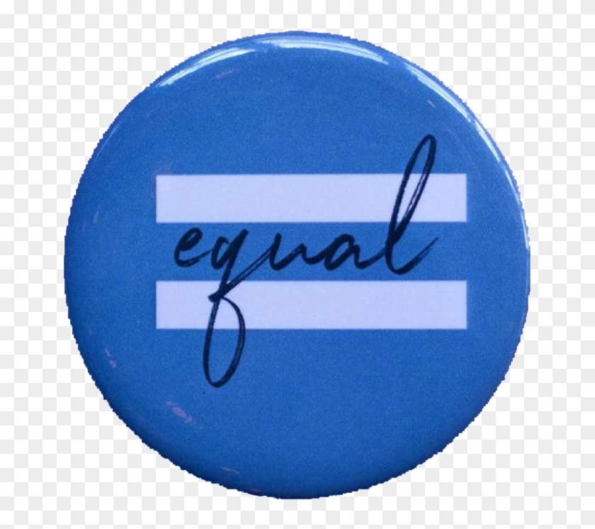 Blue Equal Pin Button Feminism Polyvore Moodboard Filler - Circle Clipart #1070193