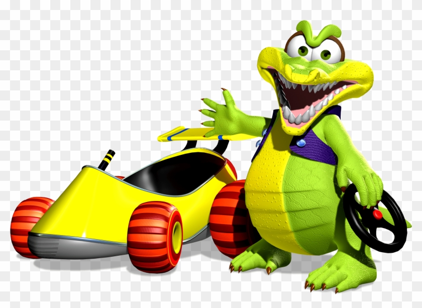 Krunch And His Car In Diddy Kong Racing Ds - Diddy Kong Racing Crocodile Clipart