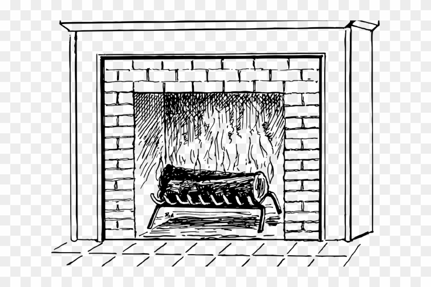 Fireplace Clipart Black And White - Black And White Fireplace Clip Art Free - Png Download