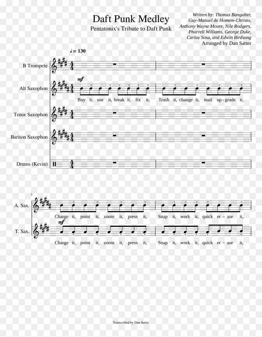 Daft Punk Medley - Sheet Music Clipart #1073203