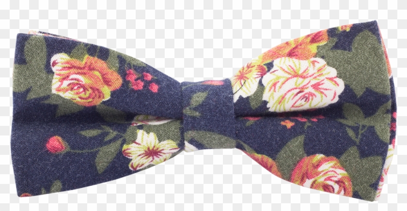 Stylease Exclusive Navy Floral Cocktail Bow Tie - Floral Design Clipart #1074805