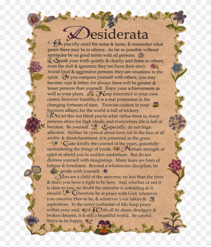 Poem Sited By Morgan Freeman On Oprah's Master Class - Desiderata Poem Clipart #1074949