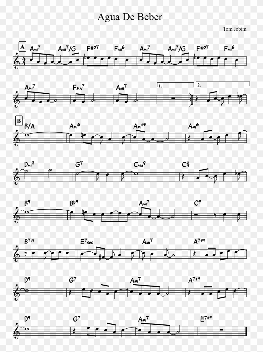 Agua De Beber Sheet Music Composed By Tom Jobim 1 Of - Rewrite The Stars Alto Sax Sheet Music Clipart