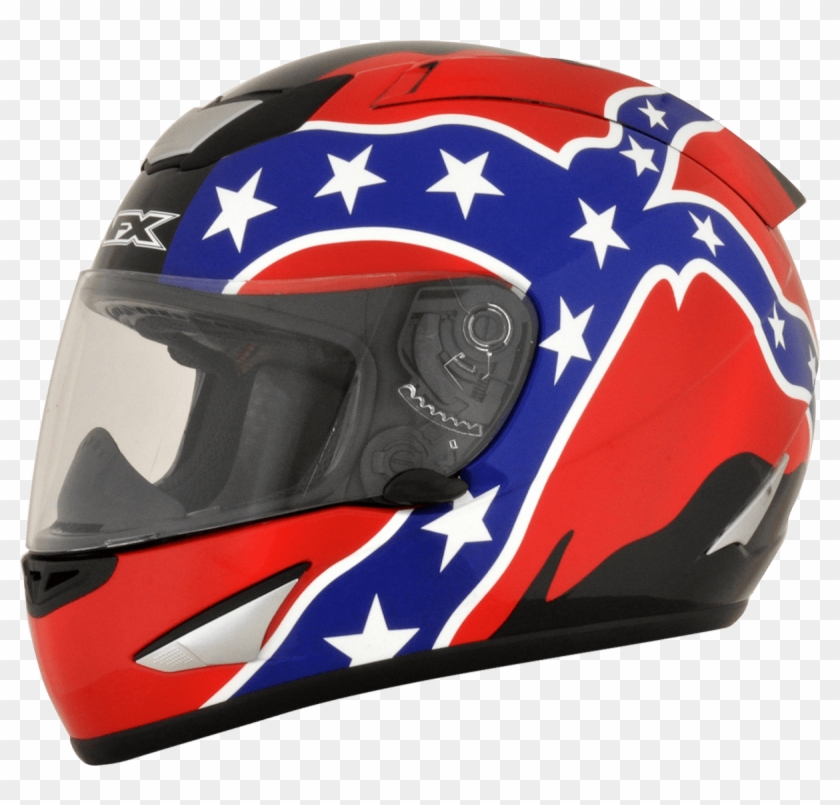 Afx Red Uni Rebel Flag Motorcycle Full Face Riding - Motorcycle Helmet Clipart #1077595