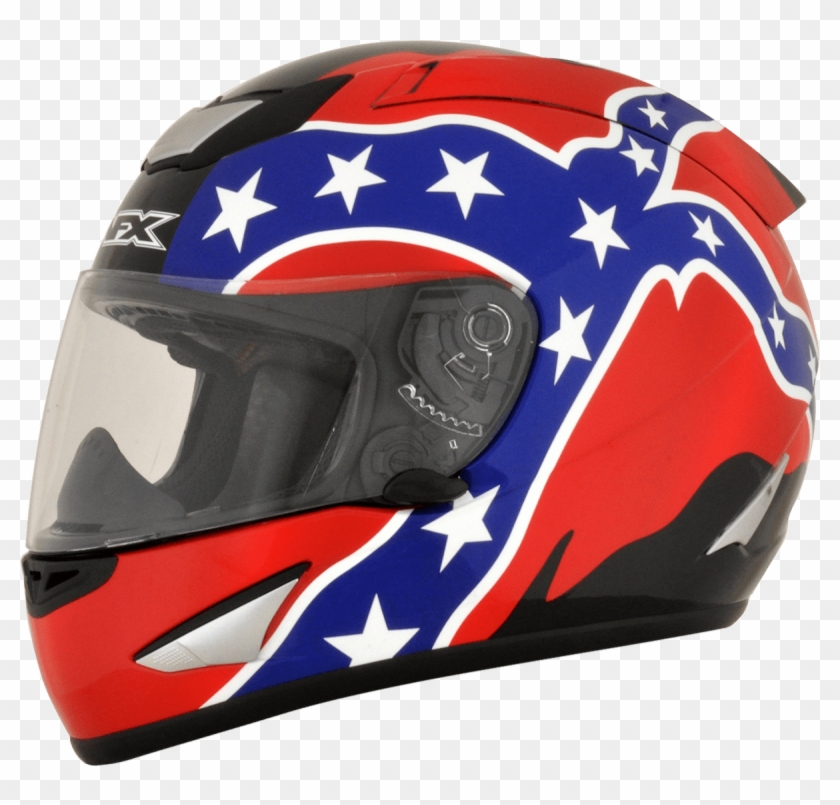 Afx Red Uni Rebel Flag Motorcycle Full Face Riding - Motorcycle Helmet Clipart