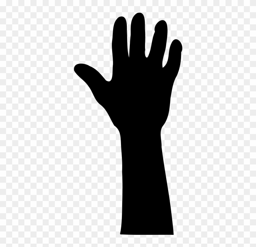 Hands Up Silhouette At Getdrawings - Clip Art Hand Raised - Png Download