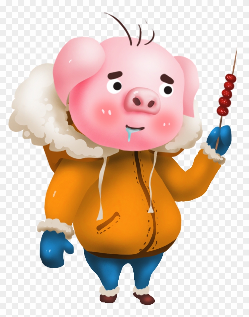 Hand Painted Pig Year Winter Commercial Png And Psd - Cartoon Clipart #1079254