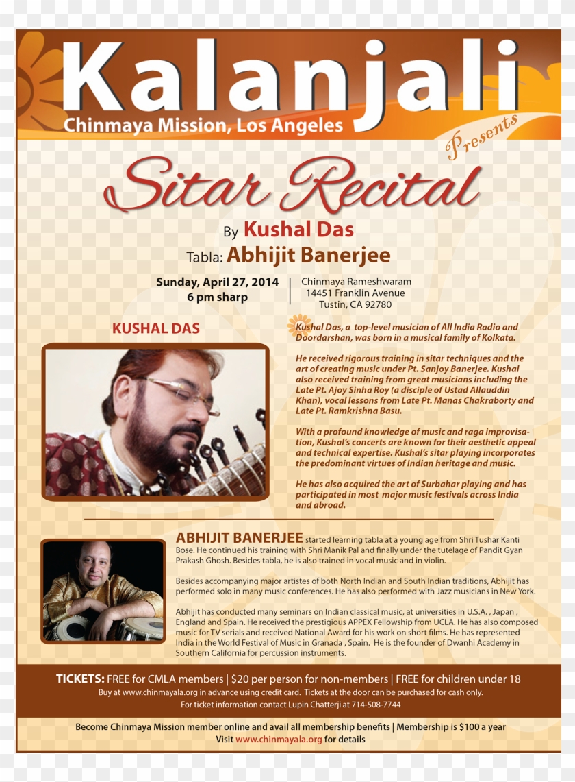 Sitar Recital By Kushal Das April 27, - Bimby Clipart #1079641