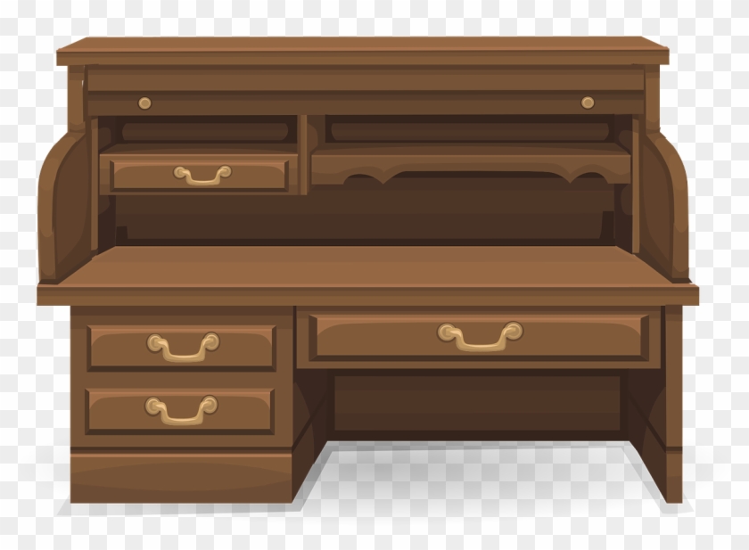 Desk Furniture Workspace Brown Wood Wooden - Desk Clipart