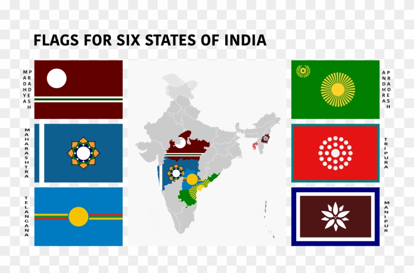 Redesignsflags For Six Indian States, - Emblem Clipart #1080506