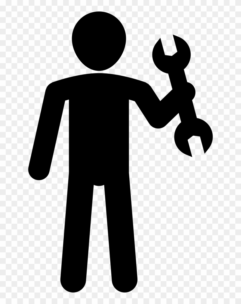 Vector Black And White Library Male Holding Png Icon - Stick Man With Wrench Png Clipart #1080930