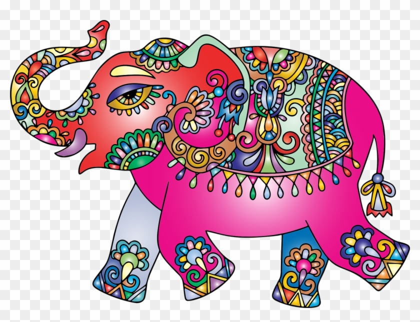 Colorful Cartoon Indian Elephant Clipart