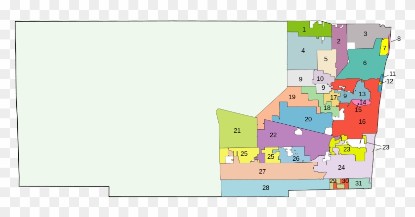 Broward County Map Numbered Counties - Broward County Map Clipart #1082560