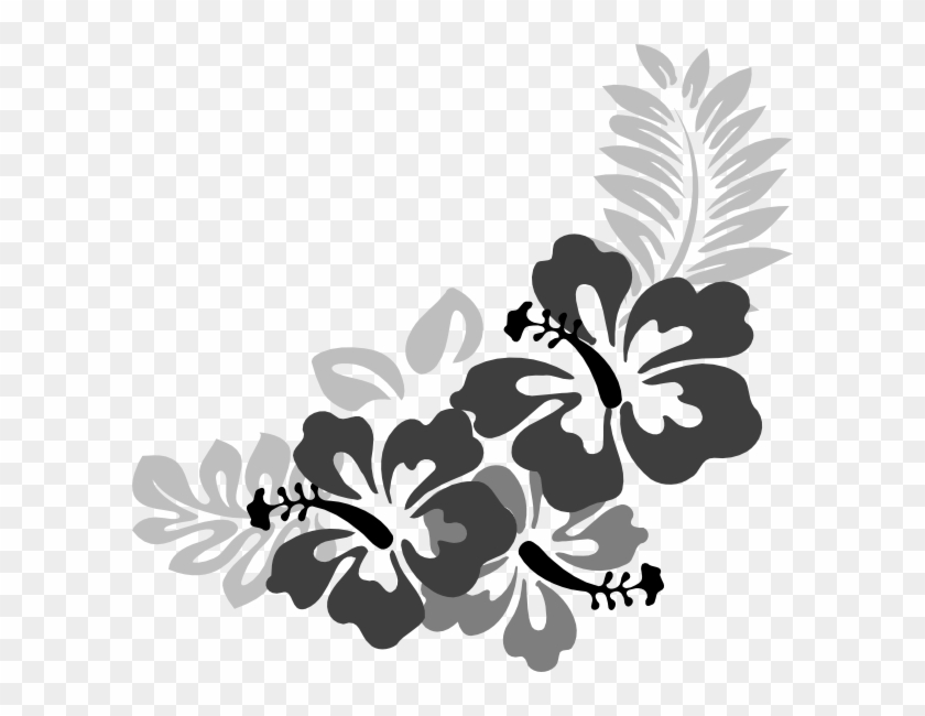 Image Royalty Free Grey Clip Art At Clker Com Vector - Black And White Tropical Flower Clip Art - Png Download #1084470