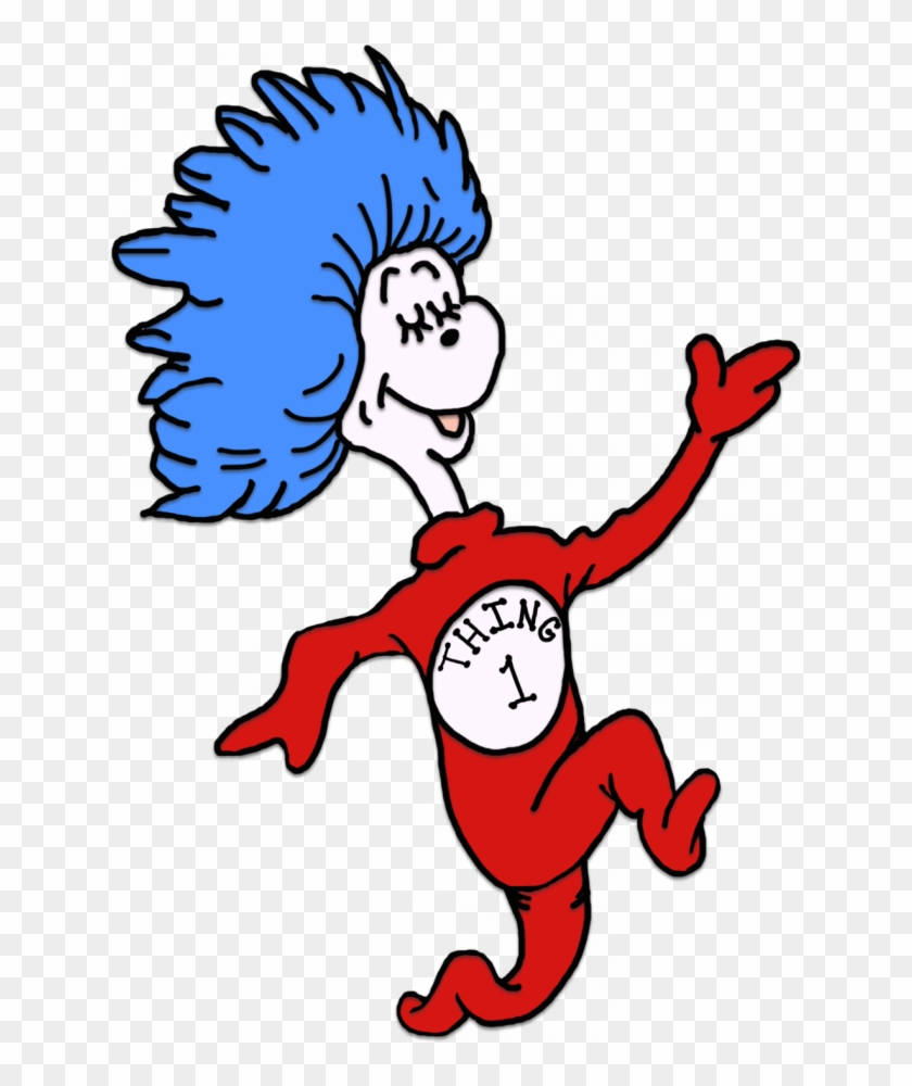 Dr Seuss Free Clip Art Dr Seuss Cat In The Hat Clip - Thing One Character - Png Download