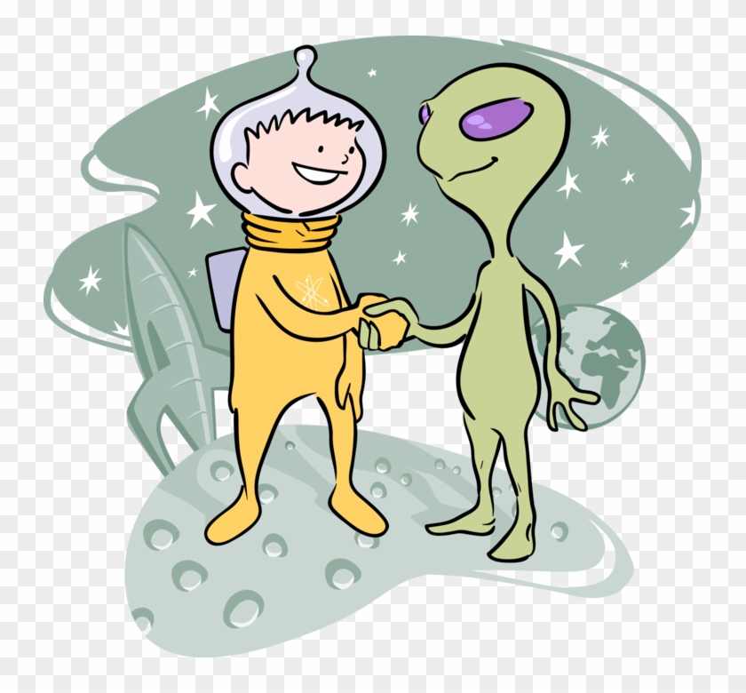 Vector Illustration Of Extraterrestrial Space Alien - Astronaut Cartoon Clipart #1087006