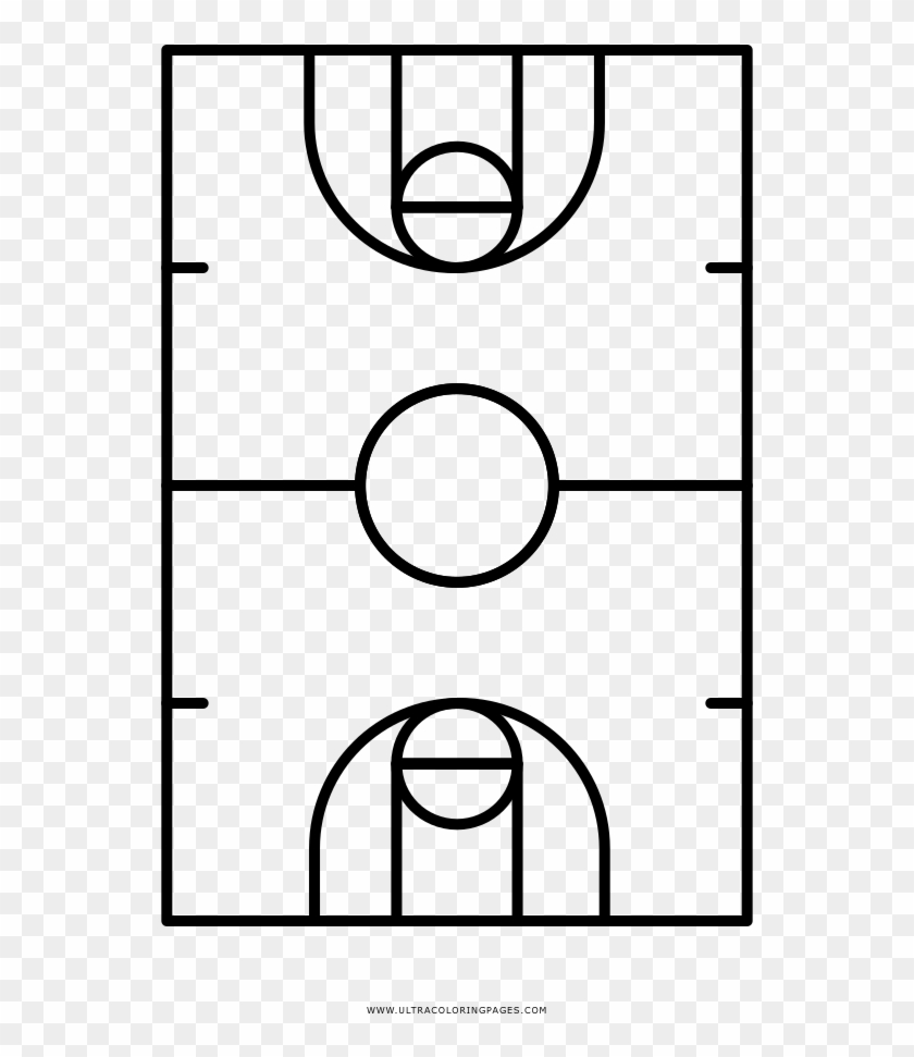 Basketball Court Coloring Page - Cancha De Baloncesto Para Colorear Clipart #1088260