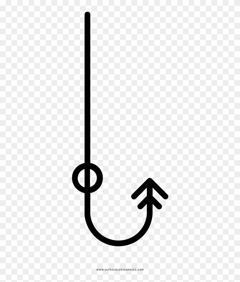 Fishing Hook Coloring Page - Line Art Clipart