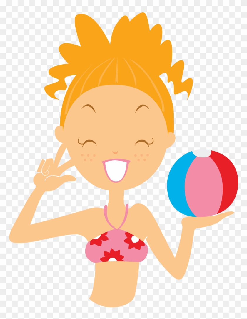 Beach Girl Ball Icon - Beach Images Cartoon Png Clipart