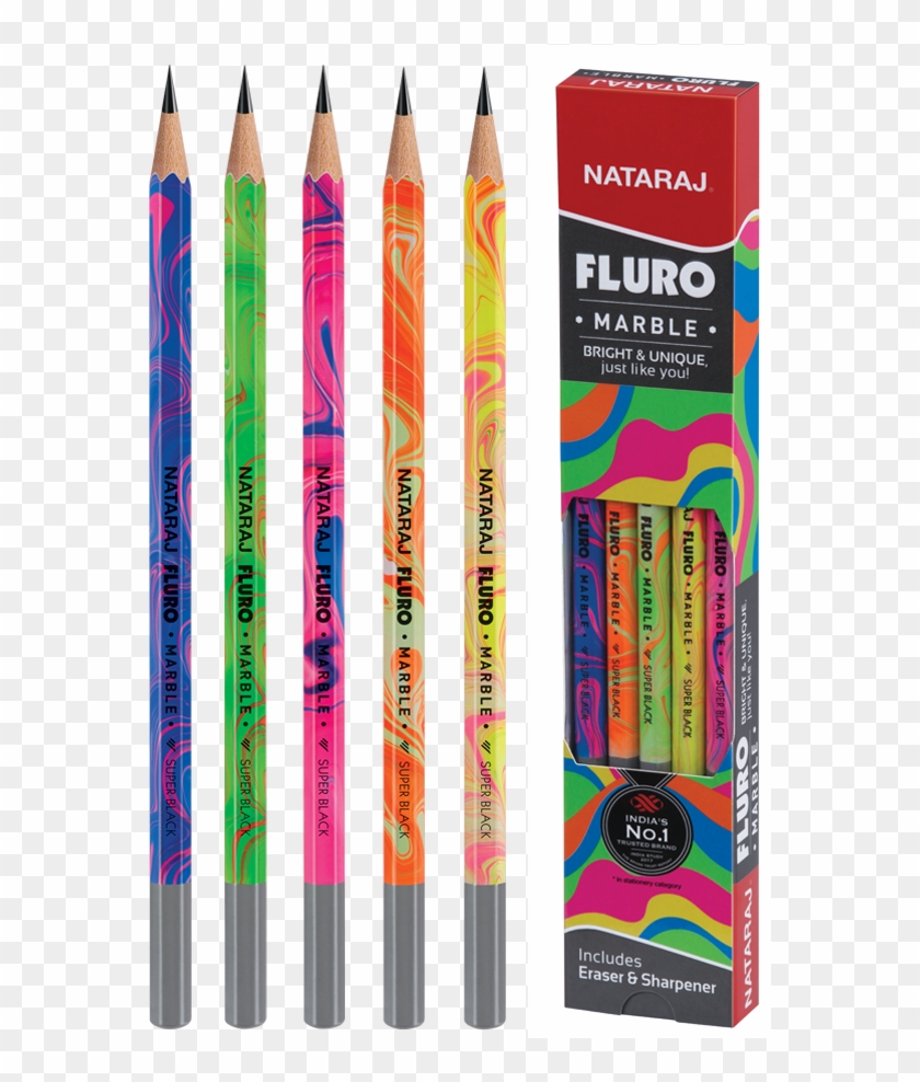 Fluro Marble Pencils - Nataraj Fluro Super Black Clipart #1090238