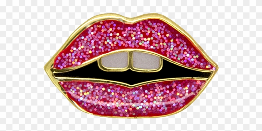 Mini Lips Pin, Pink Glitter - Ring Clipart #1091096