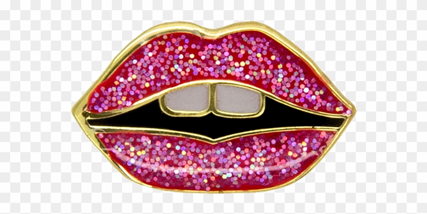 Mini Lips Pin, Pink Glitter - Ring Clipart