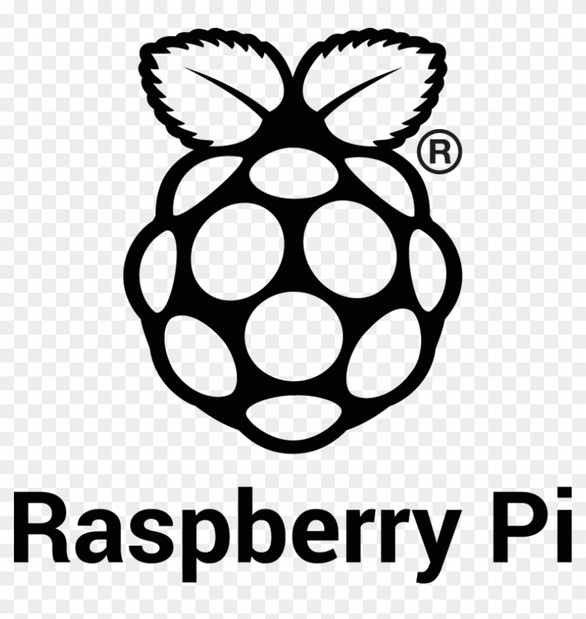Rpi Logo Black Stacked Reg Screen - Raspberry Pi Logo Black And White Clipart #1092331