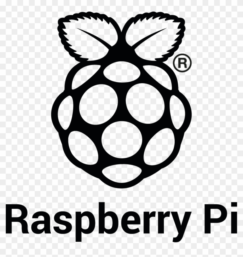 Rpi Logo Black Stacked Reg Screen - Raspberry Pi Logo Black And White Clipart