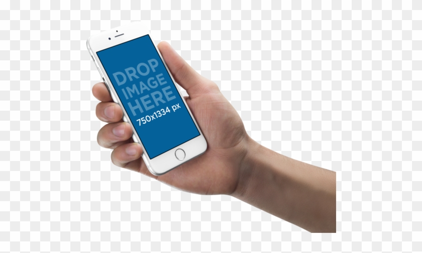 Angled White Iphone 6 In Hand Over A Png Background - Iphone In Hand Png Clipart