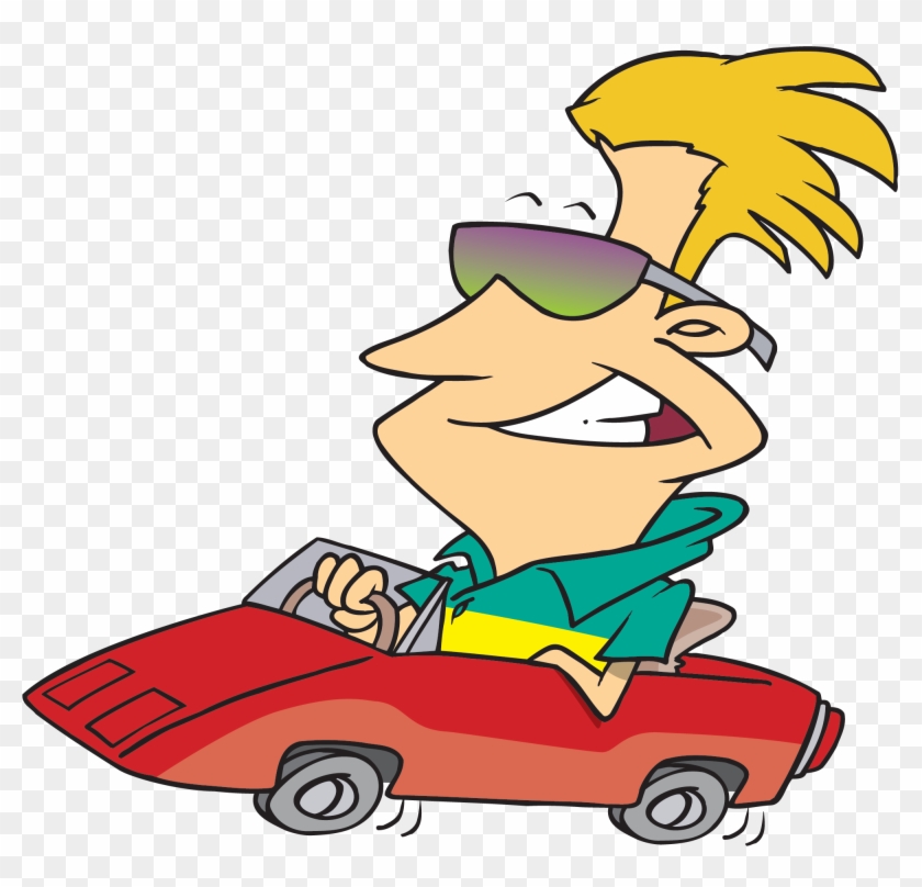 Cartoon Clipart Image Funny Cartoon Guy Driving His - Cartoon Guy In Car - Png Download #1093237