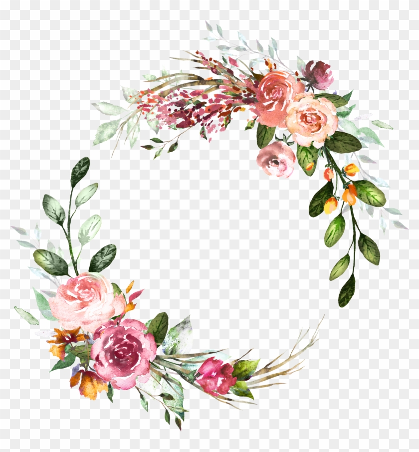 H804 Frame Floral, Flower Frame, Flower Art, Wreath - Floral Frame Png Watercolor Clipart