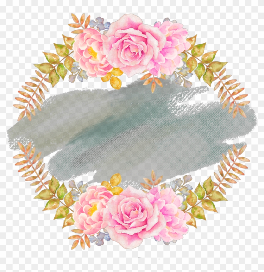 Ftestickers Watercolor Wreath Floral Pink - Beautiful Hand Paint Watercolor Frame Clipart