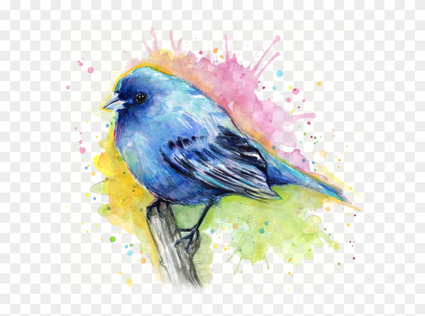 Clipart Freeuse Stock Indigo Bunting Blue Bird Watercolor - Olga Shvartsur Birds - Png Download