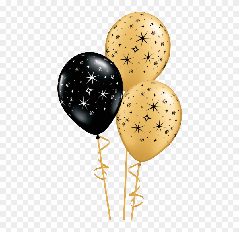 Picture - Black And Gold Balloons Transparent Clipart #1095015