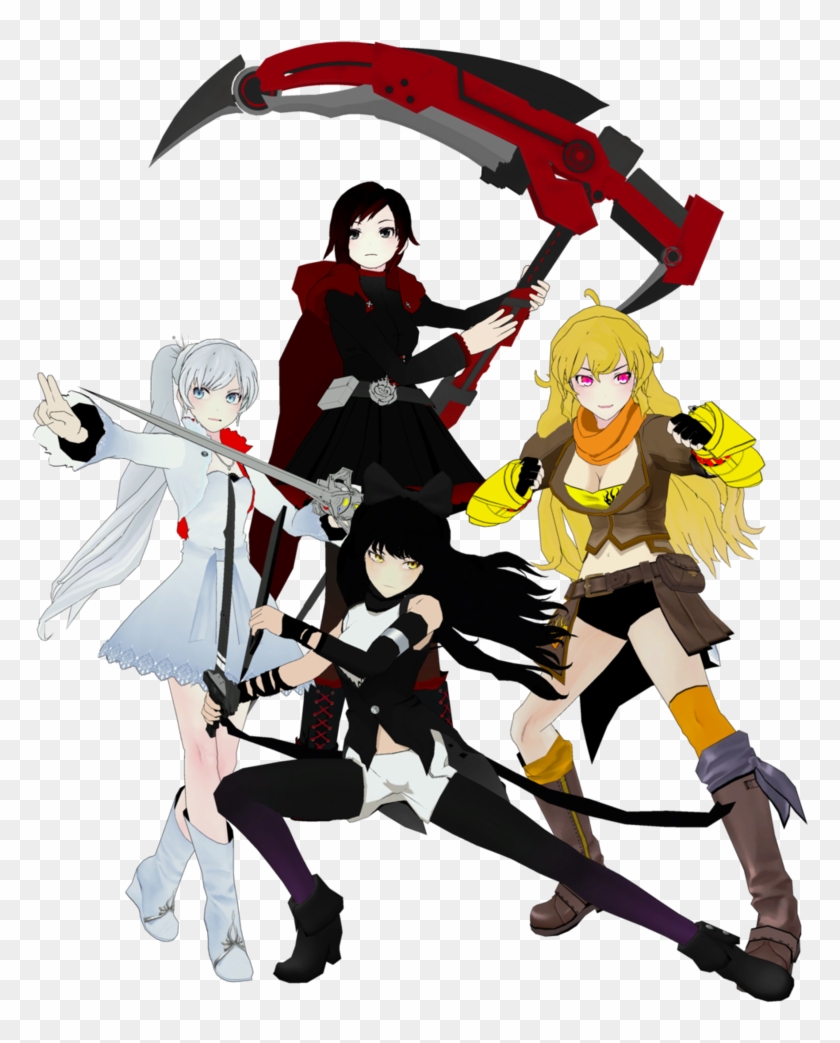 Team Rwby ~ Epic Group Pose By Arrancon - Yang Xiao Long Transparent Clipart