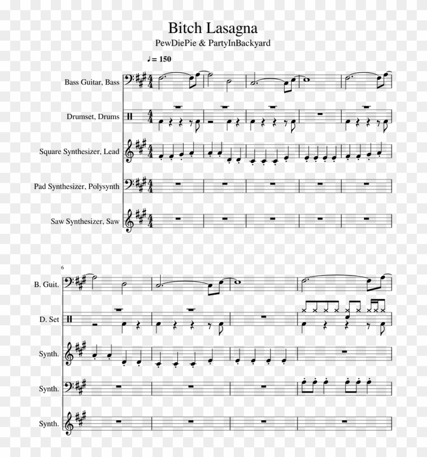 Bitch Lasagna Bitch Lasagna Sheet Music Clipart 1096864 Pikpng - bitch lasagna roblox piano