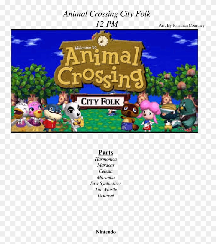 Animal Crossing City Folk 12 Pm Sheet Music For Harmonica, - Animal Crossing City Folk Clipart #1096870