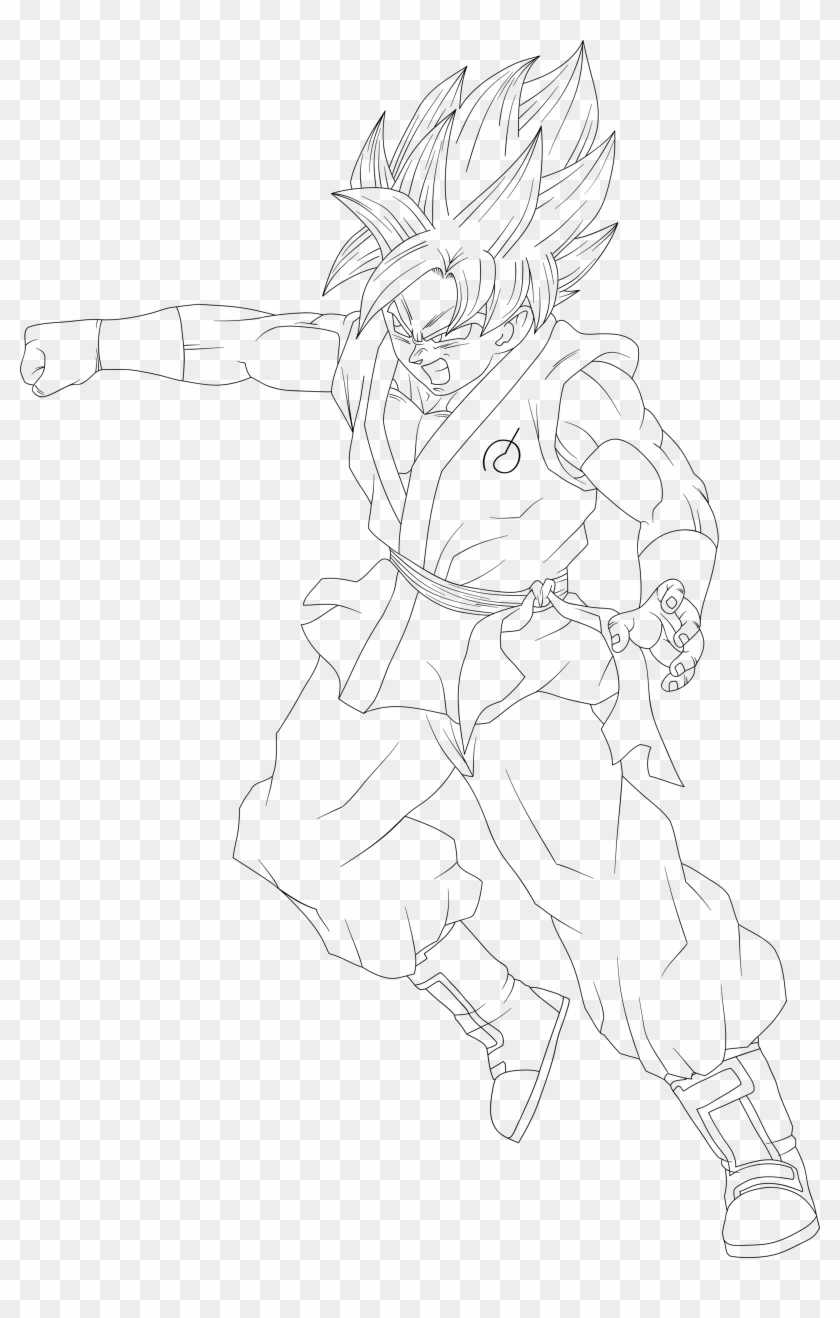 Goku Ssgss Punching Lineart - Line Art Clipart #1098763