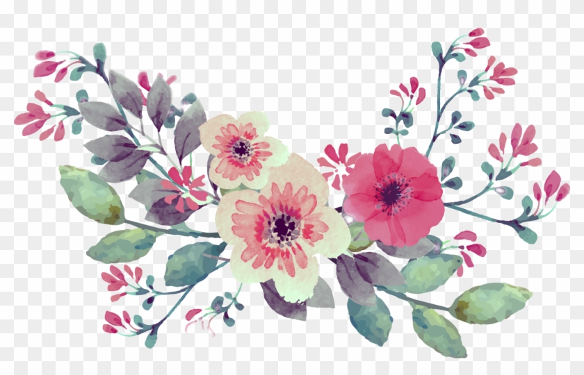 Vintage Watercolour Flowers - Vintage Watercolor Flowers Png Clipart