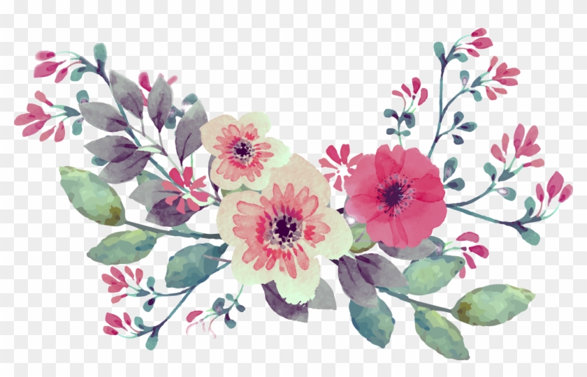 Vintage Watercolour Flowers - Vintage Watercolor Flowers Png Clipart #1098918