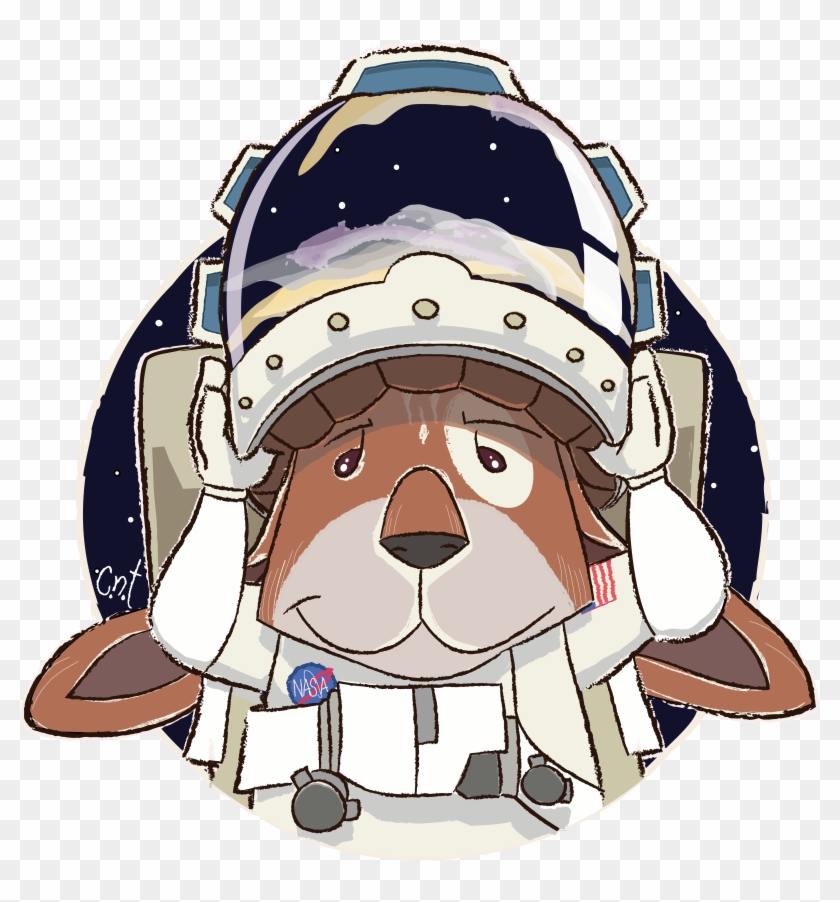 The Brave Astronaut Rabbit Removes His Helmet - Cartoon Clipart
