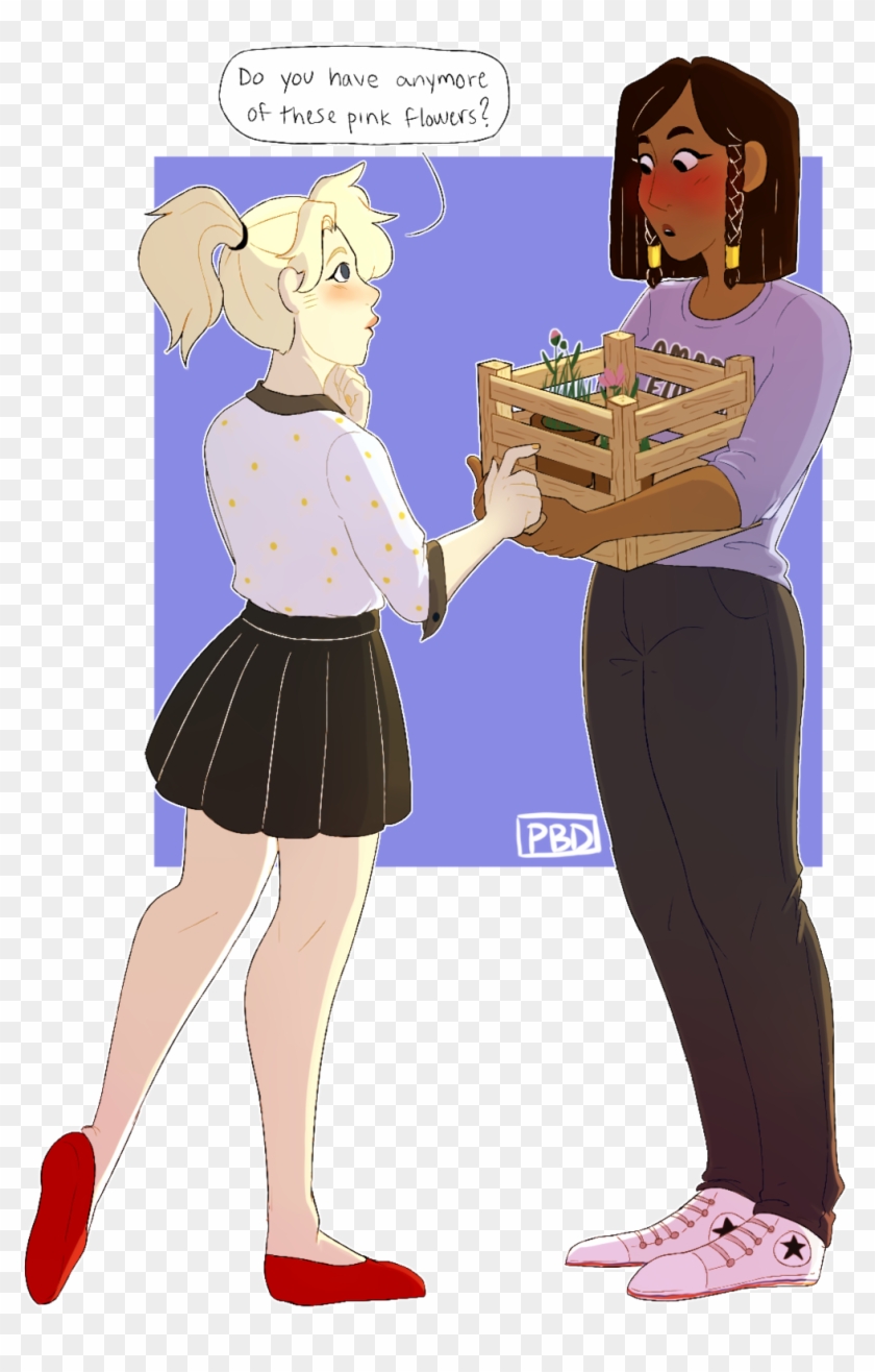 Au Where Pharah Works At Her Family's Flower Shop And - Pharah X Mercy Au Clipart #112054