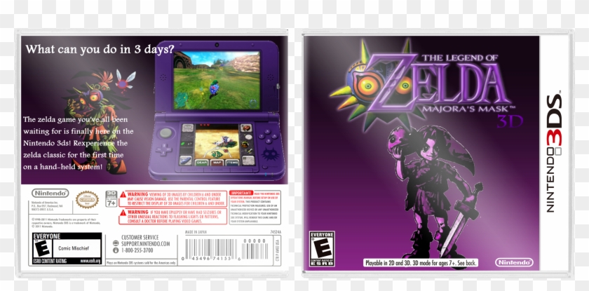 Nintendo 3ds » The Legend Of Zelda Majoras Mask 3d - 3ds Box Majora's Mask Clipart #112621