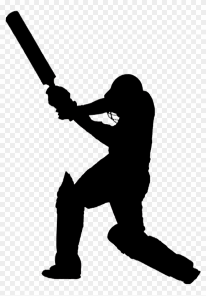 Cricket Batsman Vector Png - Cricket Player Silhouette Png Clipart