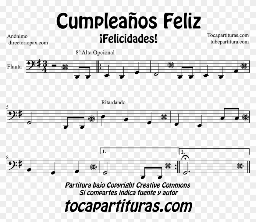 Partitura De Cumpleaños Feliz Para Trombón, Tuba Elicón - Chimparoo Clipart #114421