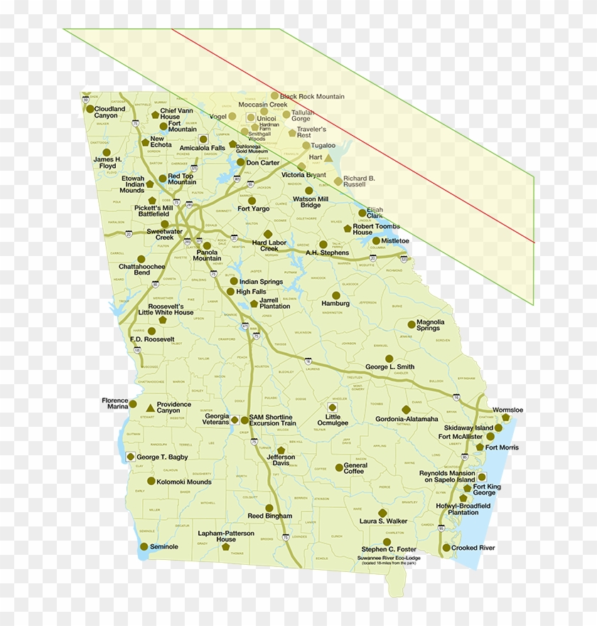 Events Map Of Eclipse Over State Parks - Amicalola Falls Ga Map - Png Download #114489