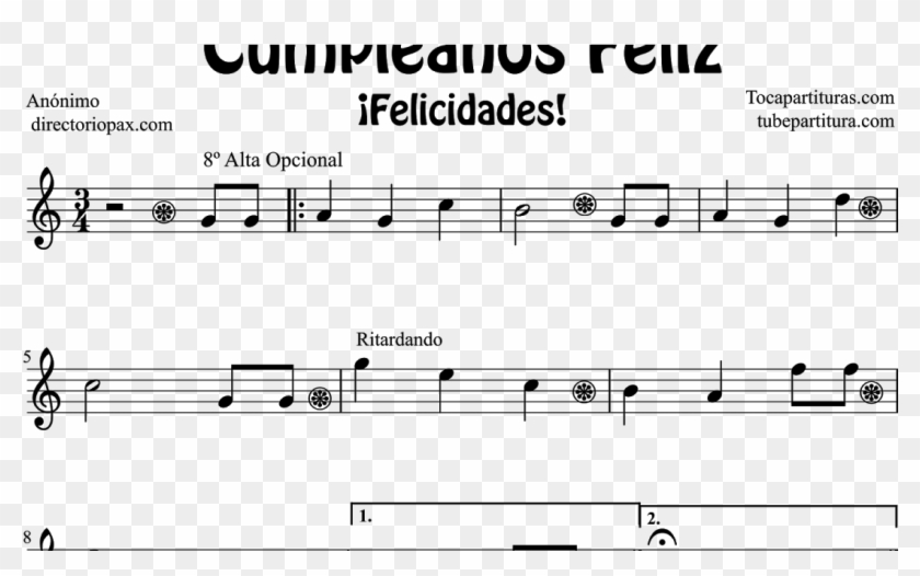 Cumpleaños Feliz Partitura De Piano Fácil En Do - Sheet Music Clipart