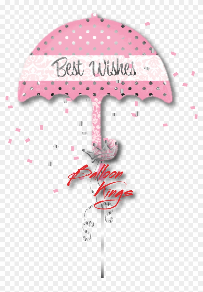 Best Wishes Pink Umbrella - Bridal Shower Umbrella Clipart